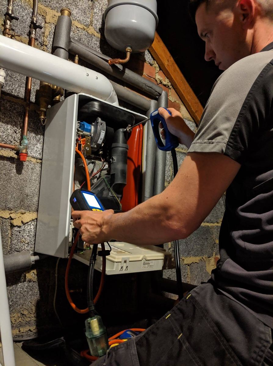 Falcon Heating engineer carrying out a boiler installation